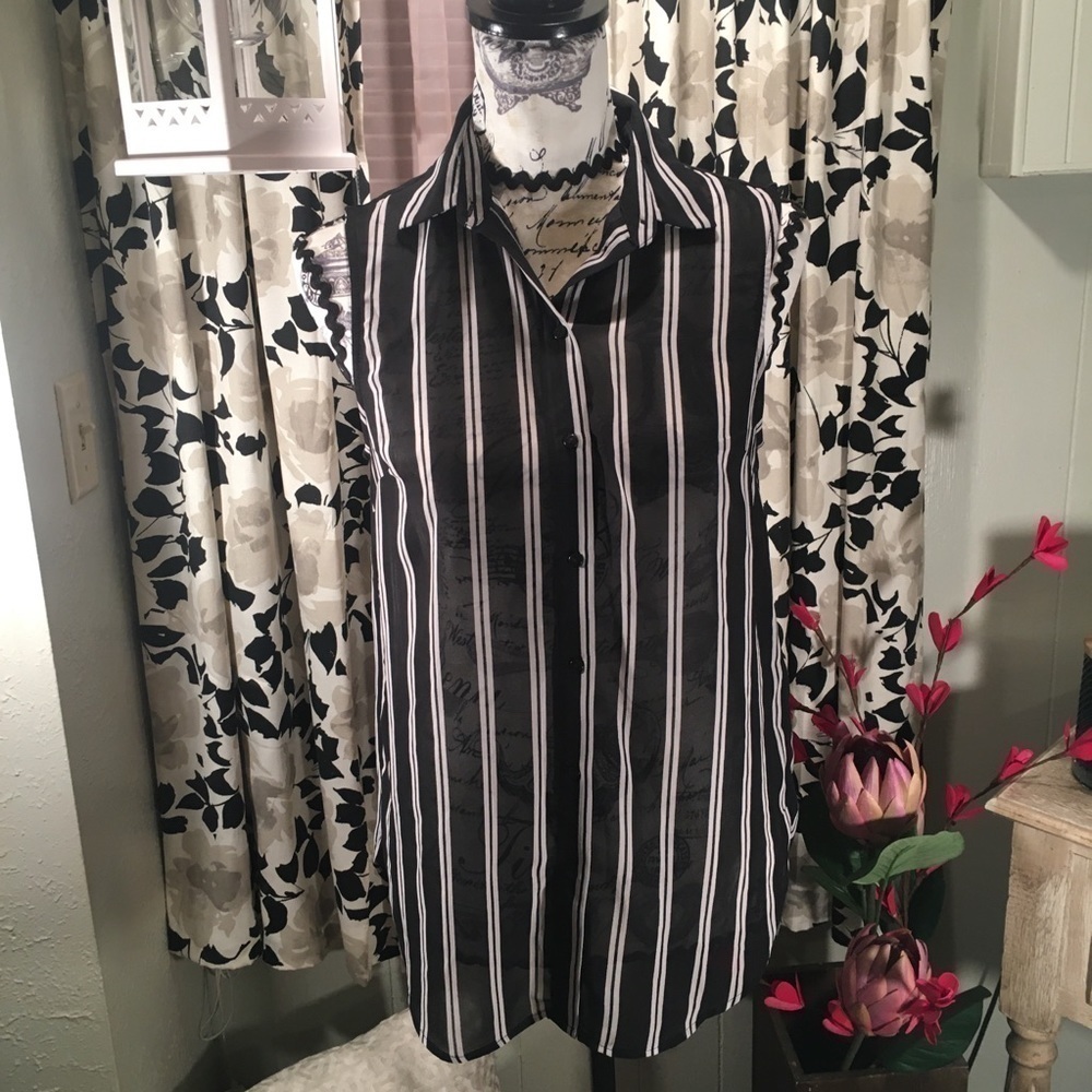 H&M sheer striped sleeveless blouse